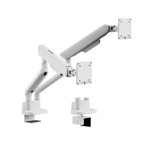 LDT118-C024-W - BRATECK LDT118-C024-W - 17"-35" Elite Dual Screen Mechanical Spring Monitor Arm. Max Load 2x 11Kgs, White