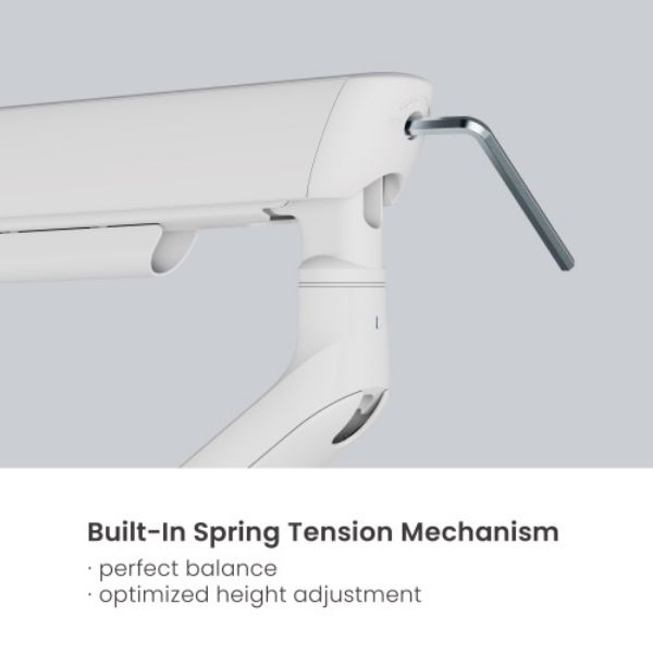 BRATECK LDT118-C024-W - 17"-35" Elite Dual Screen Mechanical Spring Monitor Arm. Max Load 2x 11Kgs, White