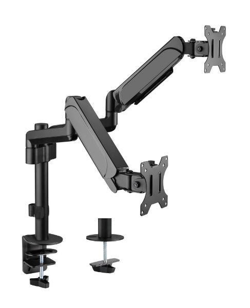 BRATECK LDT48-C024 - 17''-32'' Pole-Mounted Gas Spring Dual Monitor Desk Mount Bracket w/ Detachable Plate