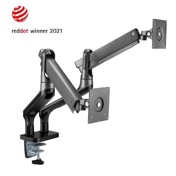BRATECK LDT50-C024 - 17''-32'' Premium Aluminium Dual Spring-Assist Desk Mount Monitor Arm. Supports VESA