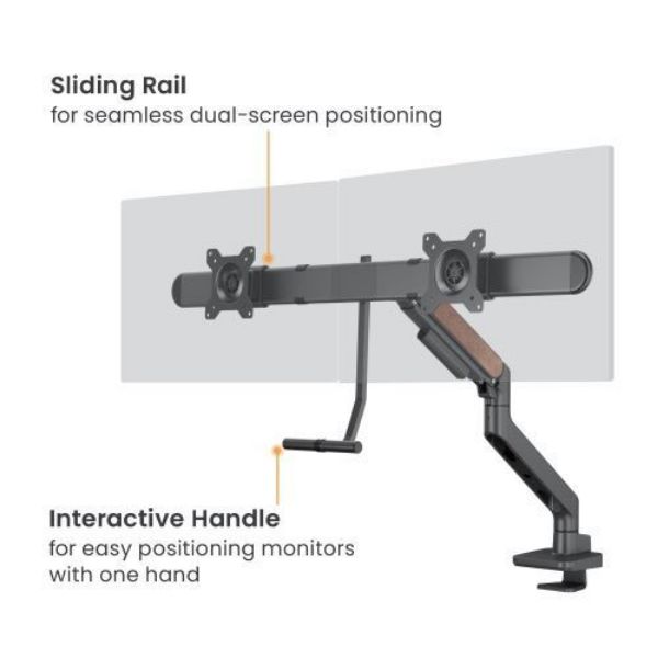 BRATECK LDT81N-C022 - 17''-32'' Gas Spring Dual Monitor Arm. Detachable VESA Built-in Cable