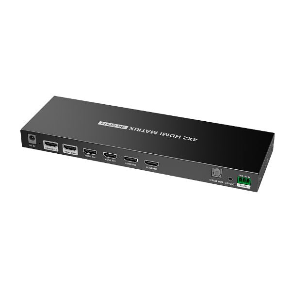 LENKENG LKV422 - 4-In-2-out HDMI Matrix Switch Supports 4096x2160@60Hz HDR RSR-232, Remote Control
