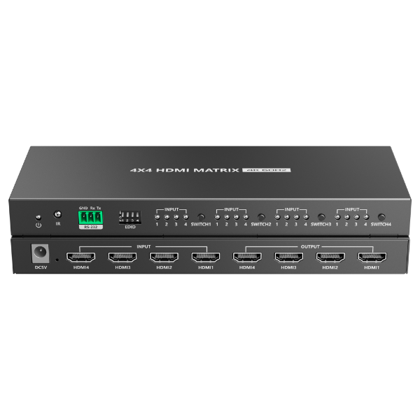 LENKENG LKV424 - 4K 4-In-4-out HDMI 2.0 Matrix Switch. IR Control. 3 Pin RS232 control