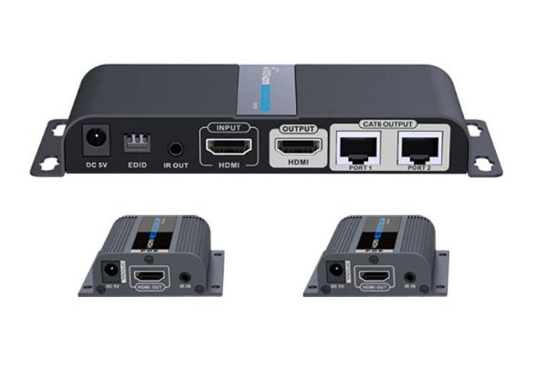 LENKENG LKV712PRO - 1-In-2-Out 1080P HDMI Extender. 1x HDMI 2x RJ45 out Compatible CAT6/6a/7 Cables