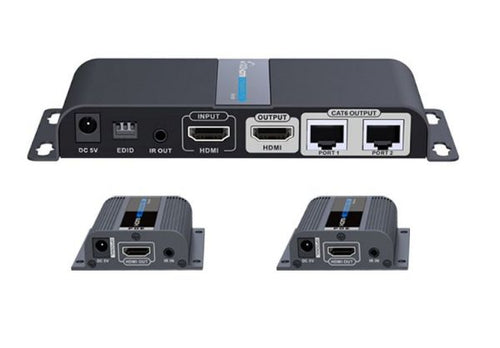 LKV712PRO - LENKENG LKV712PRO - 1-In-2-Out 1080P HDMI Extender. 1x HDMI 2x RJ45 out Compatible CAT6/6a/7 Cables