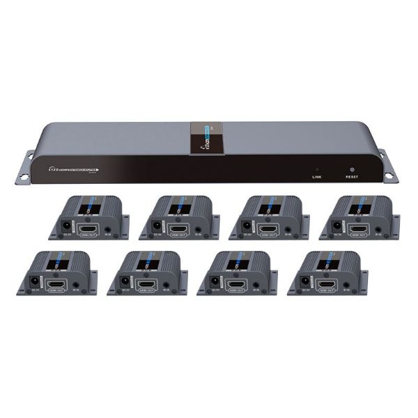 LENKENG LKV718PRO - 1-In-8-Out 1080P HDMI Extender 1x HDMI 8x RJ45 out Compatible w/ CAT6/6a/7 Cables
