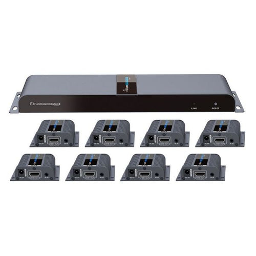 LKV718PRO - LENKENG LKV718PRO - 1-In-8-Out 1080P HDMI Extender 1x HDMI 8x RJ45 out Compatible w/ CAT6/6a/7 Cables