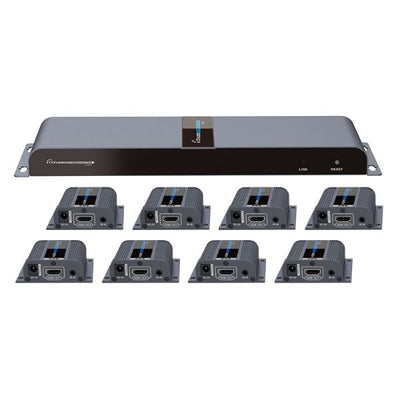 LKV718PRO - LENKENG LKV718PRO - 1-In-8-Out 1080P HDMI Extender 1x HDMI 8x RJ45 out Compatible w/ CAT6/6a/7 Cables