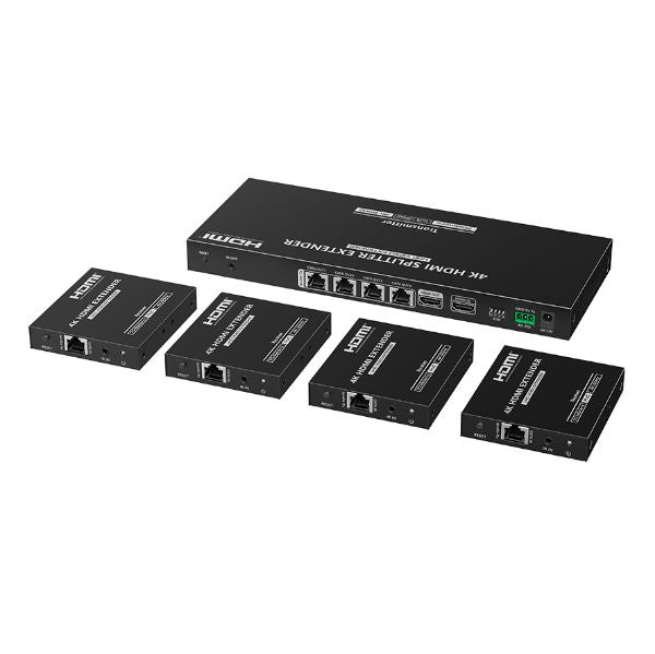 LENKENG LKV824P-N - 1-In-4-Out 4K@60Hz HDMI Extender. 1x HDMI 4x RJ45 out PoC. Compatible CAT6 & above