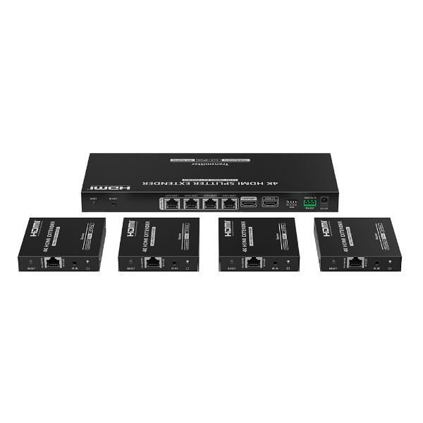 LENKENG LKV824P-N - 1-In-4-Out 4K@60Hz HDMI Extender. 1x HDMI 4x RJ45 out PoC. Compatible CAT6 & above