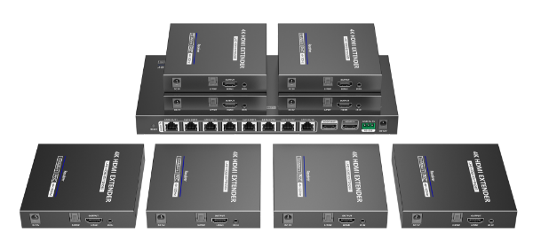 LENKENG LKV828P - 1-In-8-Out 4K@60Hz HDMI Extender. 1x HDMI 8x RJ45 out Compatible w/ CAT6/6a/7 Cables