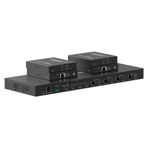 LENKENG LKV844 - 4-In-4-out HDMI Extender Kit Matrix Switch. Includes 1x 4-Port Transmitter