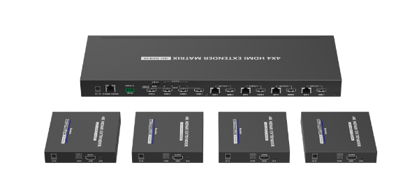 LENKENG LKV844 - 4-In-4-out HDMI Extender Kit Matrix Switch. Includes 1x 4-Port Transmitter