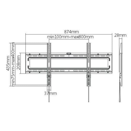 LP46-48F - BRATECK LP46-48F - 37''-80'' Fixed Wall Mount TV Bracket Max load: 50Kgs VESA support up to 800x400.
