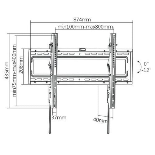 LP46-48T - BRATECK LP46-48T - 37-80'' Tilt TV wall mount bracket Max Load: 50Kgs VESA support up to: 800x400.