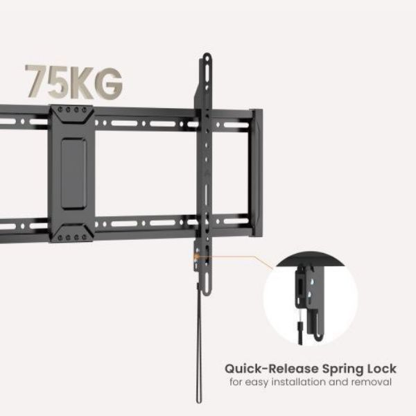 BRATECK LP81-48F - 43''-95'' Fixed Slim TV Wall Mount Supports Up to 75Kgs Automatic Spring Locks