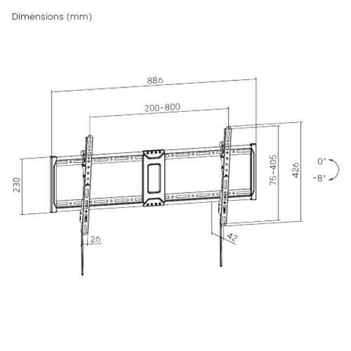 LP81-48T - BRATECK LP81-48T - 43''-95'' Tilt Slim TV Wall Mount Supports Up to 75Kgs Automatic Spring Locks