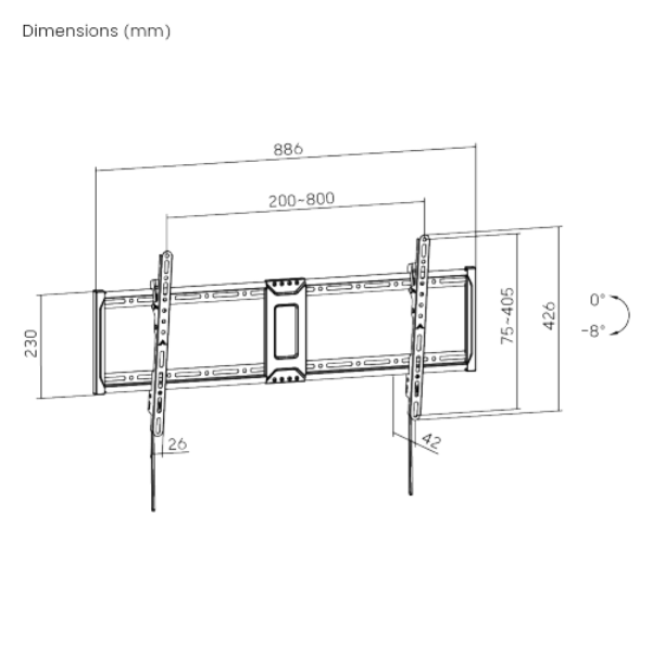 BRATECK LP81-48T - 43''-95'' Tilt Slim TV Wall Mount Supports Up to 75Kgs Automatic Spring Locks
