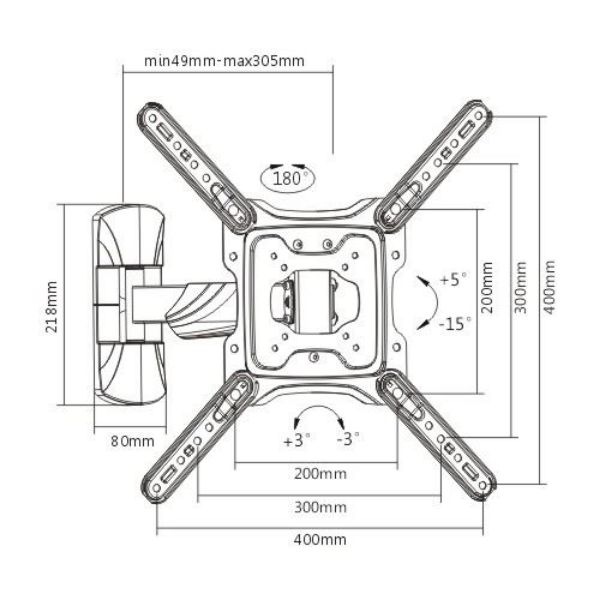 BRATECK LPA50-441 - 23''-55'' Full motion TV wall mount bracket Extend tilt & swivel. VESA Support