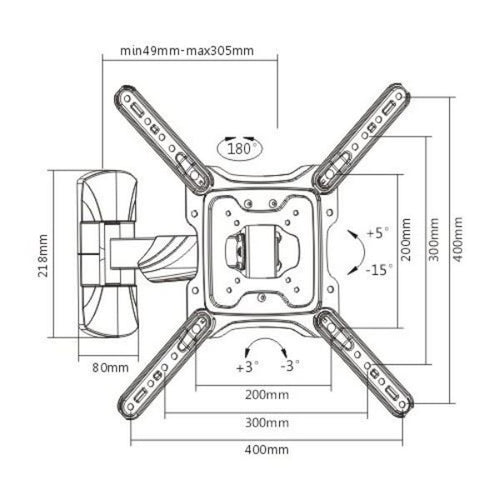 LPA50-441 - BRATECK LPA50-441 - 23''-55'' Full motion TV wall mount bracket Extend tilt & swivel. VESA Support