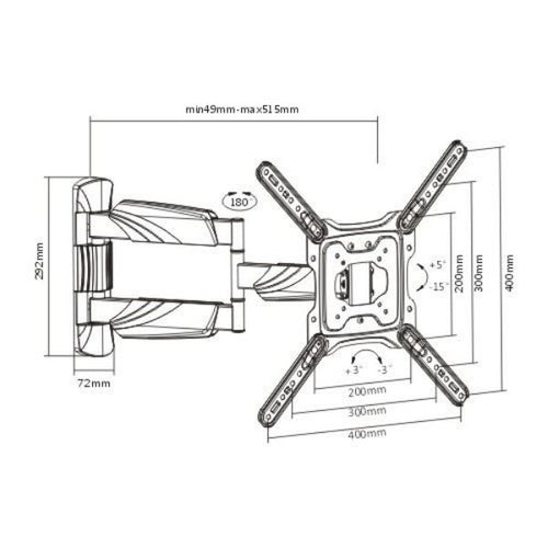 LPA50-443 - BRATECK LPA50-443 - 23''-55'' Full motion TV wall mount bracket Extend tilt & swivel. VESA Support