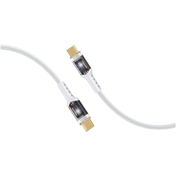 PROMATE LUCIDLINE-CC120W - 1.2m USB-C to USB-C Ultra-Fast 100W PD Cable w/ Transparent Connectors.