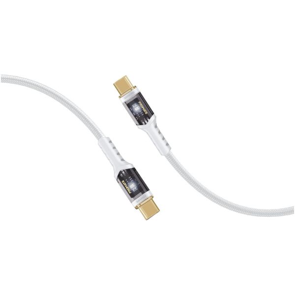 PROMATE LUCIDLINE-CC200W - 2m USB-C to USB-C Ultra-Fast 100W PD Cable w/ Transparent Connectors
