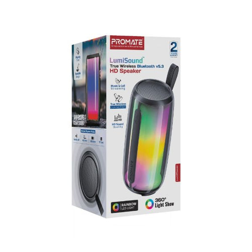 LUMITOWER - PROMATE LUMITOWER - 8W Wireless HD Bluetooth Portable Speaker LED Lighting. Built-in 2200mAh Battery