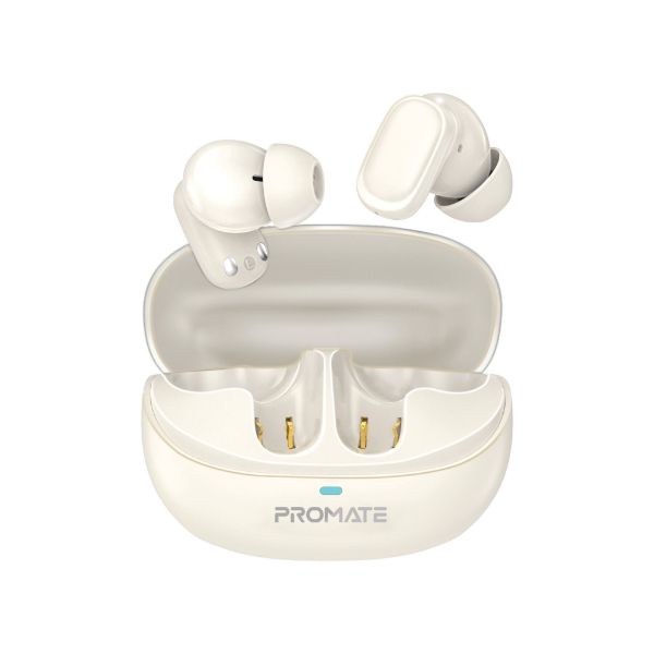 PROMATE LUSH-PRO-WHT - In-ear HD TWS BT Earbuds Intellitouch & 400mAh Charging Case. Ergonomic Fit