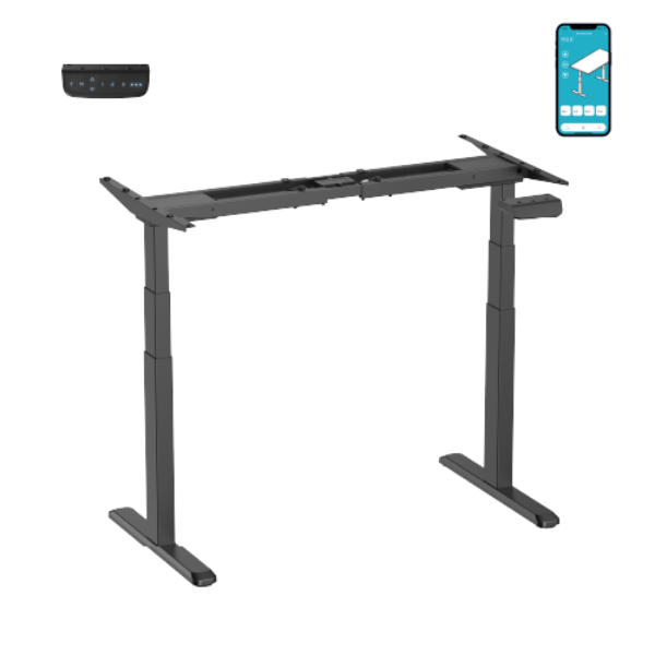 BRATECK M06-23DE-AI-BLK - Pro Smart Dual-Motor Sit Stand Desk w/ Intelligent APP Control. Programmable Height