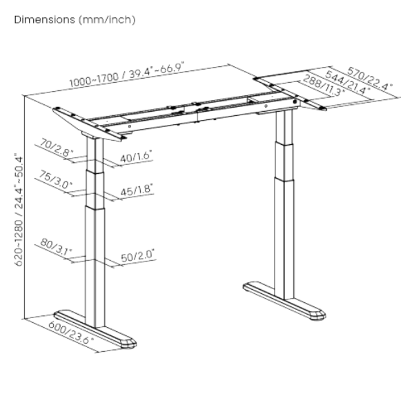 BRATECK M06-23DE-AI-BLK - Pro Smart Dual-Motor Sit Stand Desk w/ Intelligent APP Control. Programmable Height