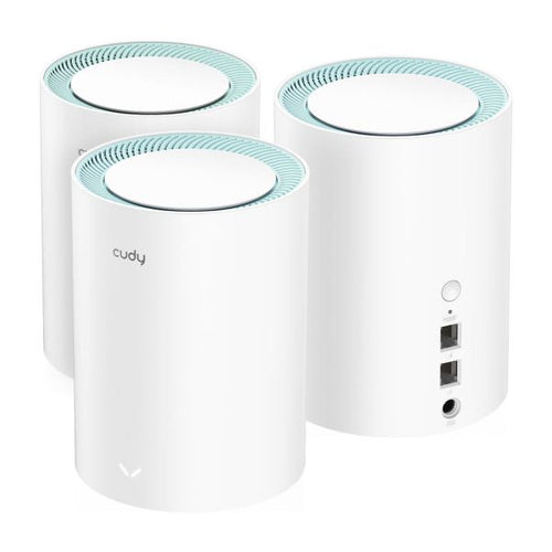 M1300-3PACK - CUDY M1300-3PACK - AC1200 3-Pack Gigabit Dual Band Wi-Fi Mesh System. 4-Stream Dual Wi-Fi 5 867Mbps