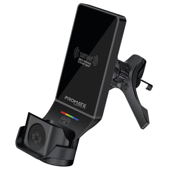 PROMATE MAGDRIVE-TRIO - 15W 3-in-1 MagSafe InCar Qi2 Phone Wireless Charging Mount. Includes Both Vent &