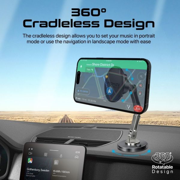 PROMATE MAGNUS - SecureGrip 360 Cradleless Magnetic Smartphone Holder. Designed for Dashboard &