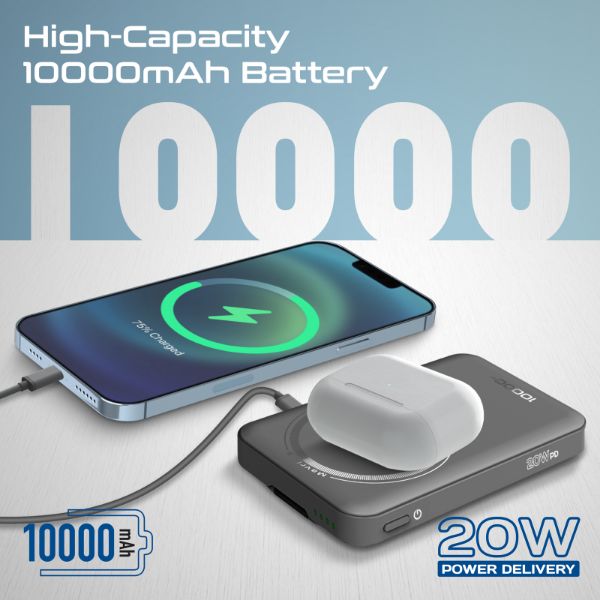 PROMATE MAVRIX-3 - 10000mAh 3-in-1 Smartphone & Apple Watch Charging PowerBank w Dual USB-C & Lightning Cable