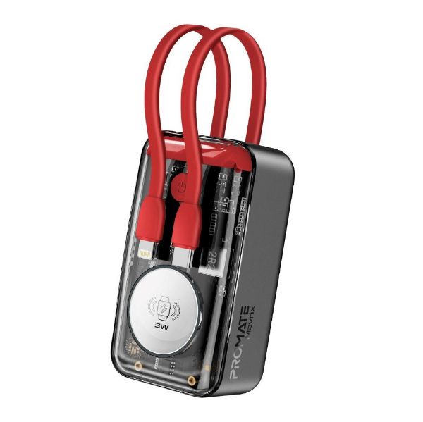 PROMATE MAVRIX - 10000mAh 4-in-1 Smartphone & Apple Watch Charging Dual USB-C & Lightning Cable