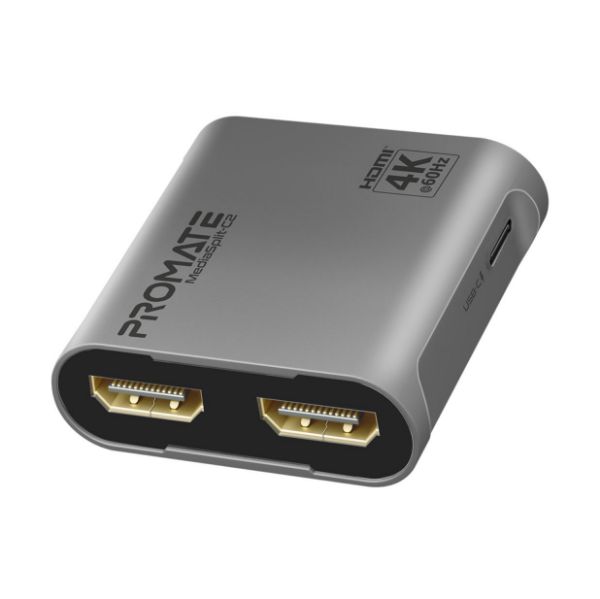 PROMATE MEDIASPLIT-C2 - HDMI Splitter w/ Dual HDMI Ports. up to 4K@60Hz Play Content on 2x Monitors