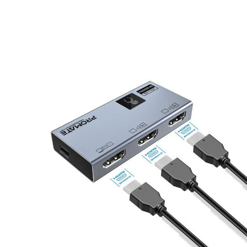 PROMATE MEDIASWITCH-2T - HDMI Switch w/ Smart Touch Control. 1x HDMI Output Port. 2x HDMI Input