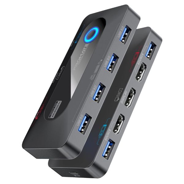 PROMATE MEDIASWITCH-KVM - KVM Switch w/ 4x USB-A 3.0 5Gbps Outputs & 4x HDMI 4K@60Hz Ports