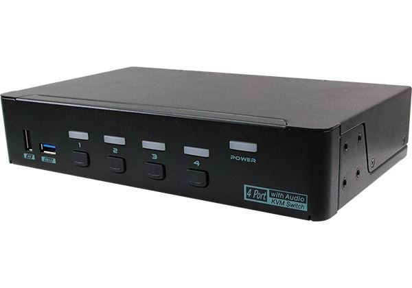 REXTRON MKAG-G3114 - 4 Ports True 4K HDMI KVM Switch w/ HDCP Engine & 3.5mm Audio Built-In USB 3.2 Gen 1