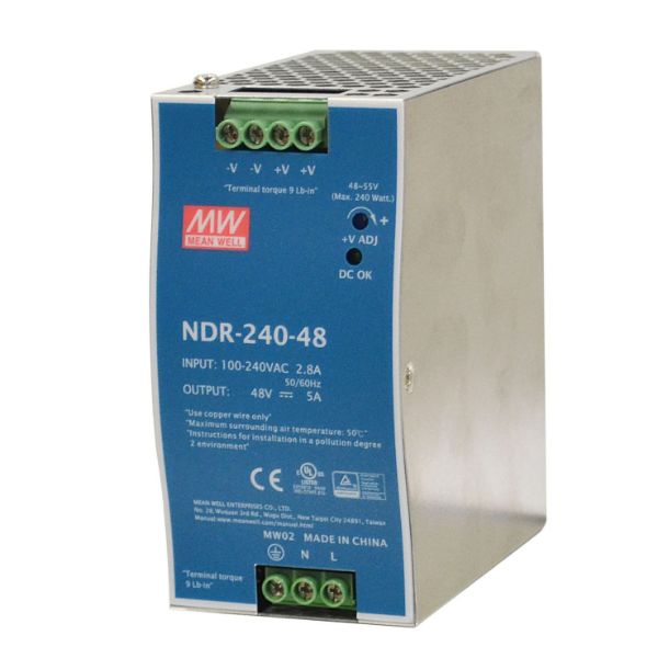 CTCUNION NDR-240-48 - 240W Industrial Power Supply. -10C 70C. Input 85V 264V AC Output 48V DC/5A 240W.