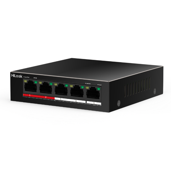 HiLook NS-0105P-35 - 4 Port 10/100 Fast Ethernet Unmanaged POE Switch w/ 35W. 4x 100 Mbps PoE ports