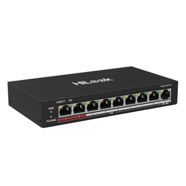 HiLook NS-0109P-60 - 8 Port 10/100 Fast Ethernet Unmanaged POE Switch w/ 60W. 8x 100 Mbps PoE ports