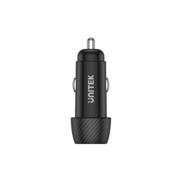 UNITEK P1400A - 38W Car Charger w/ Dual USB Ports. 1 x USB-C up to 20W Power Delivery 1 x USB-A
