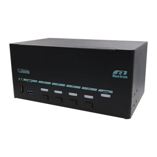 PAAG-E3144B - REXTRON PAAG-E3144B - 4 Ports 8K Quad Monitor DisplayPort 1.4 KVM Switch w/ USB 3.2 Gen 1, Hotkey Control