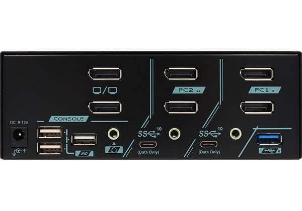 REXTRON PAAG-ET3122B - 2 Ports Dual Monitor 8K DisplayPort 1.4 KVM Switch w/ USB 3.2 Gen 2 Audio Hotkek