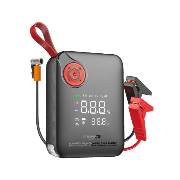 PROMATE PATROLPACK-4 - 800A/12V High-Cap Jump Starter 150PSI Air Compressor 10000mAh Power Bank, 210lm LED Torch