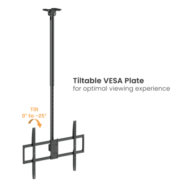 BRATECK PLB-CE1568L - 50''-100'''' Ceiling Mount Heavy-Duty Bracket for Large TVs. Max Laod: 80Kgs VESA