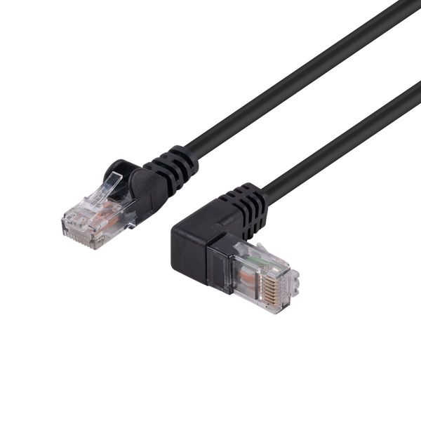 DYNAMIX PLKRA-C6-2 - 2m Cat6 Black UTP Right Angled Patch Lead T568A 250MHz 24AWG Unshielded Plug.