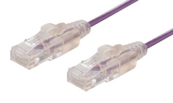 DYNAMIX PLSP-C6-1 - 1m Cat6A 10G Purple UTP LSZH Patch Lead 30AWG 802.3af with  Unshielded Plug.